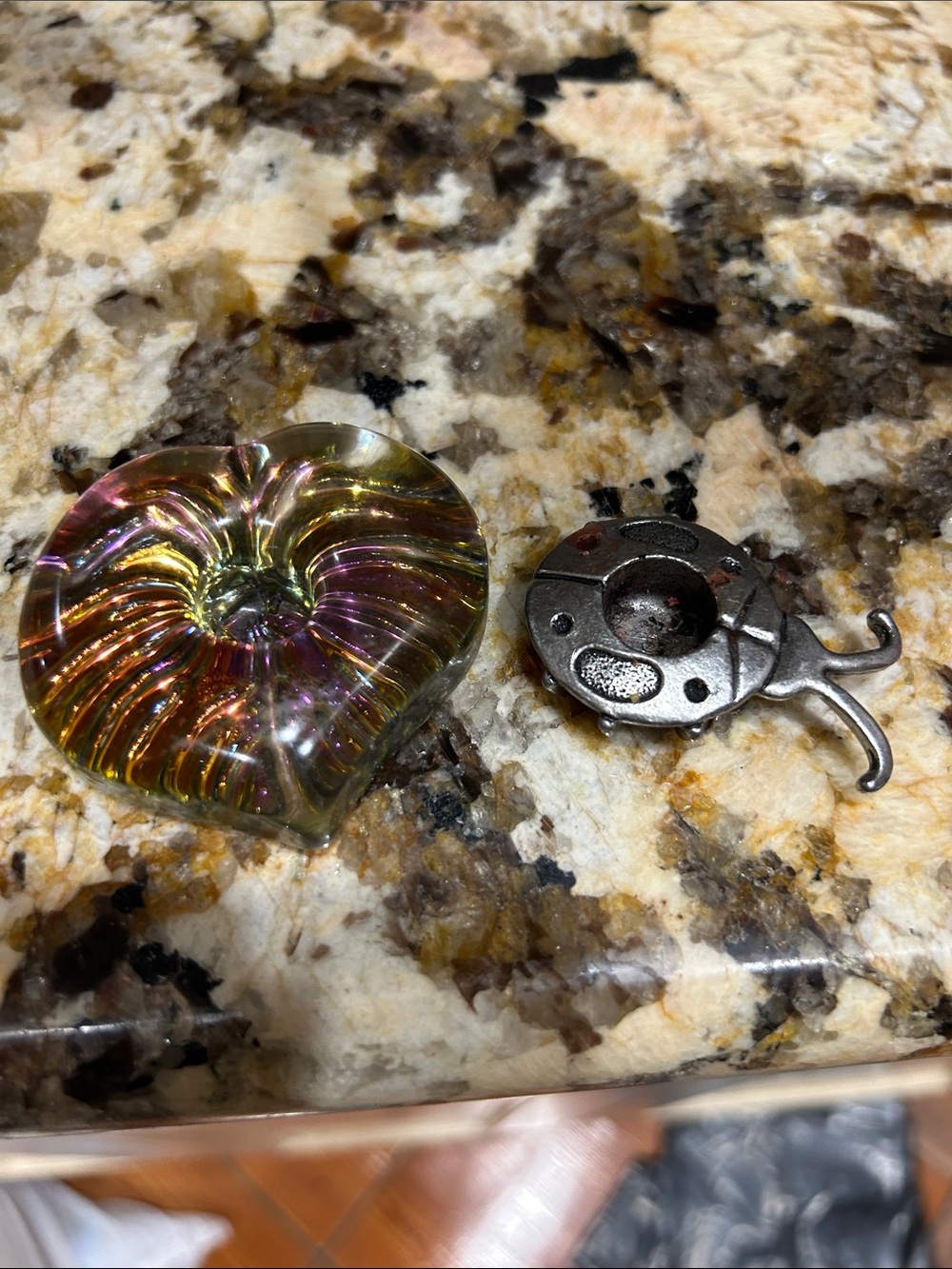 Iridescent Heart Glass candleholder bee camdleholder- Home Accents